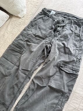 American Eagle Outfitters Gray Cargo Pants with Drawstring Waist